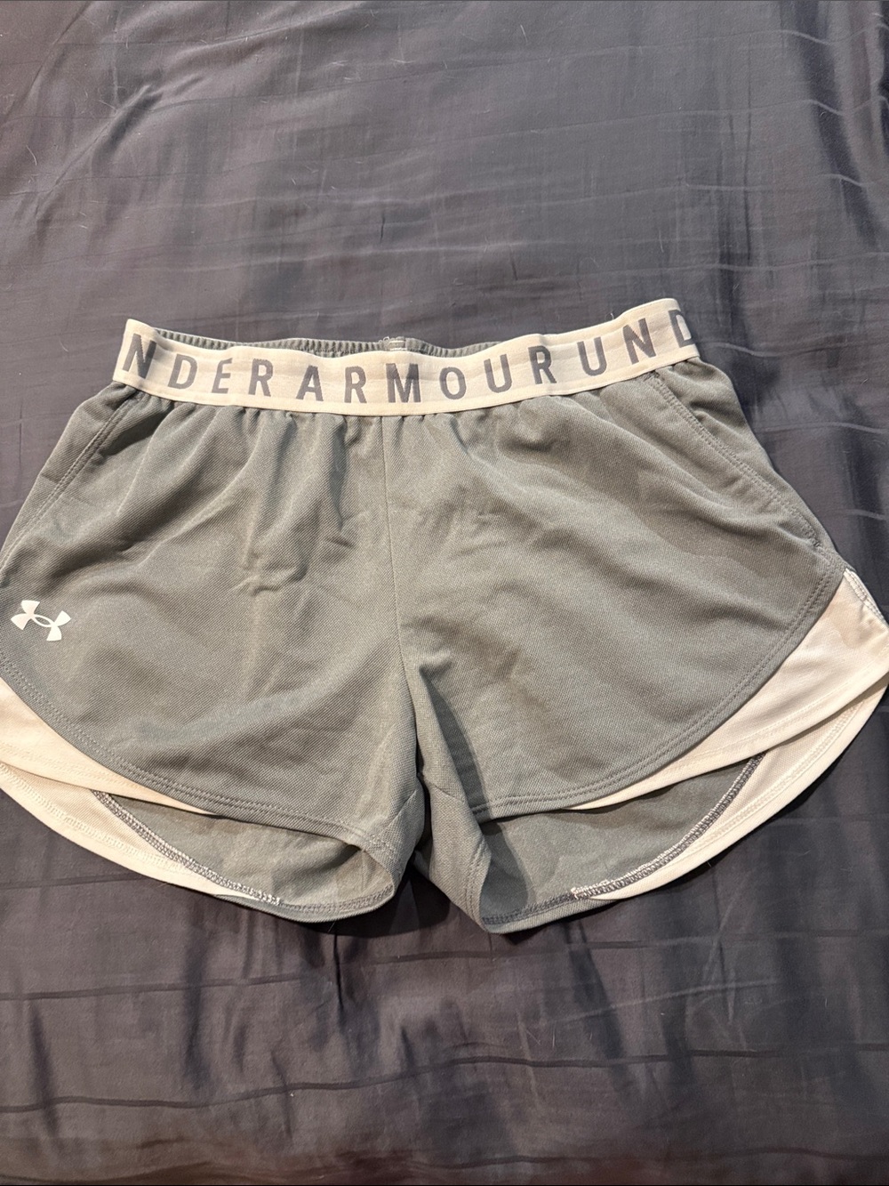 Under Armour Women's Gray Shorts with Cream Waistband